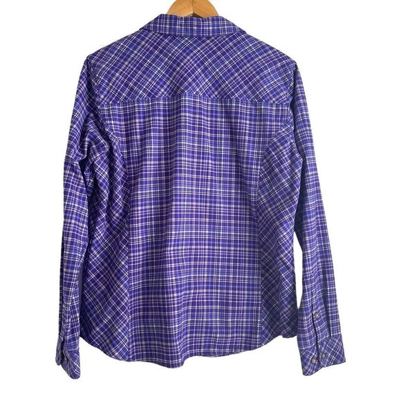 Cabela's Women's Purple and White Checkered Heavier Weight Flannel Shirt - Picture 4 of 5
